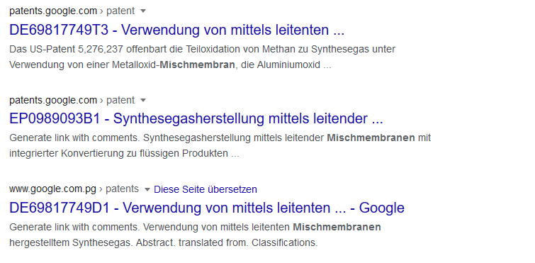 B2B SEO: Suchbeispiel Mischmembranen